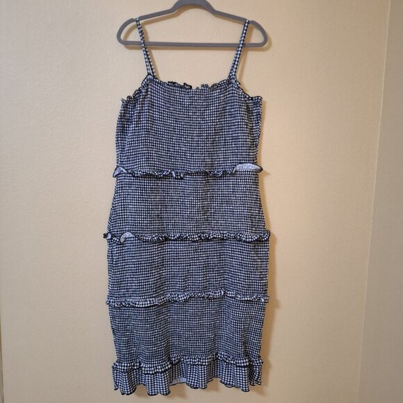 Fully Smocked Dress Ruffled Gingham Tiered Dress 3XL/3X Cottage Beach Coquett - Picture 2 of 11